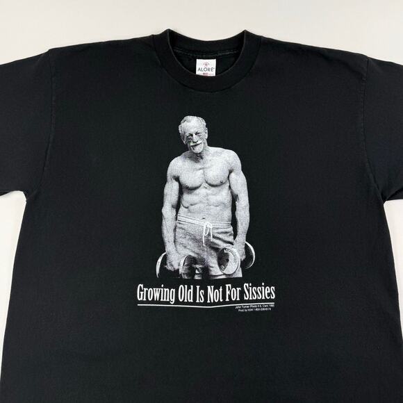 Vintage Gym Weightlifting "Growing Old is Not For Sissies" Funny Shirt Size XL - Picture 2 of 7